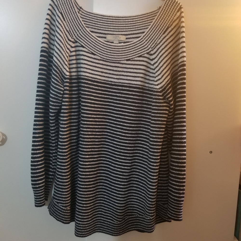 Loft plus striped sweater with wide neck